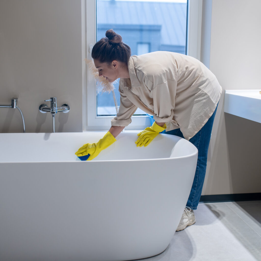 woman doing cleaning home disinfecting bathroom Creative Innovation Ltd. | Safety and Personal Protective solutions